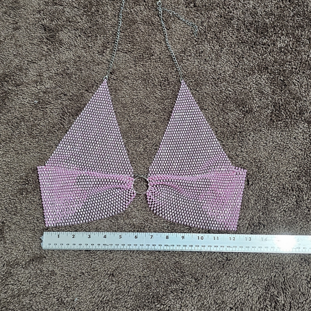 Pink Chainmail Halter Top